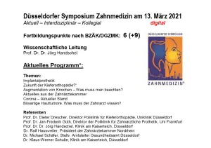 Programm der Düsseldorfer Symposium Zahnmedizin am 13. März 2021